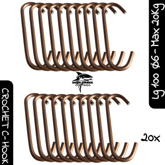 C-Hook lg 100mm Ø6mm Max load 20 Kg