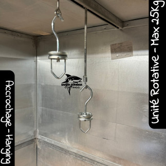 360° rotary hanging unit for powder coating 25 kg load | Shark Powder Coatings