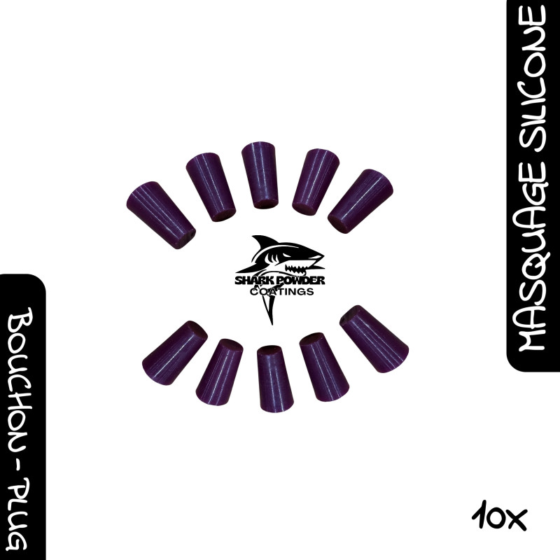 Lot de 10 bouchons coniques en silicone haute température 300 °C 25 mm Ø 10–15 mm | Shark Powder Coatings | Thermolaquage