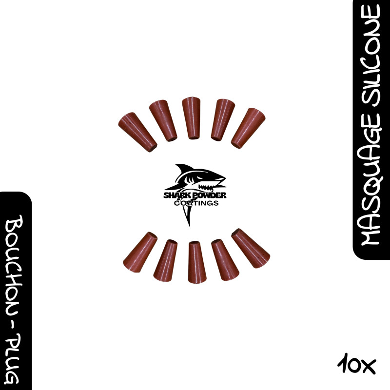 Lot de 10 bouchons coniques en silicone haute température 300 °C 28,6 mm Ø 8–14 mm | Shark Powder Coatings | Thermolaquage