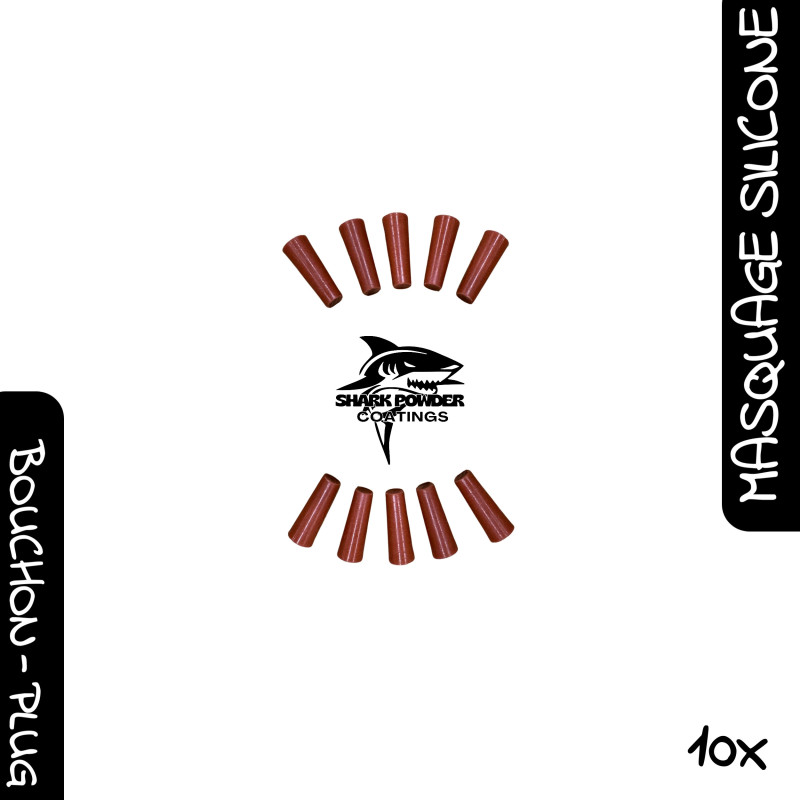 Lot de 10 bouchons coniques en silicone haute température 300 °C 25 mm Ø 6–9,5 mm | Shark Powder Coatings | Thermolaquage