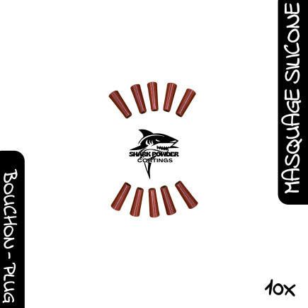 Set of 10 high-temperature conical silicone plugs 300 °C 25 mm Ø 6–9.5 mm | Shark Powder Coatings | Powder Coating