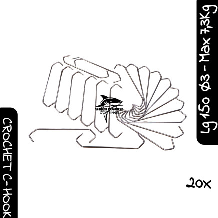 Lot de 20 crochets de thermolaquage Ø3 mm acier S235 JR 150 mm | Shark Powder Coatings