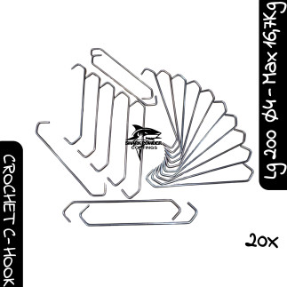 Lot de 20 crochets de thermolaquage Ø4 mm acier S235 JR 200 mm | Shark Powder Coatings