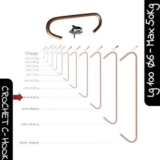 C-Hook lg 100mm Ø6mm Max load 20 Kg