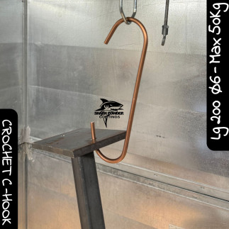 Pack of 10 large opening C hooks for powder coating 200mm Ø6mm 50kg | Shark Powder Coatings