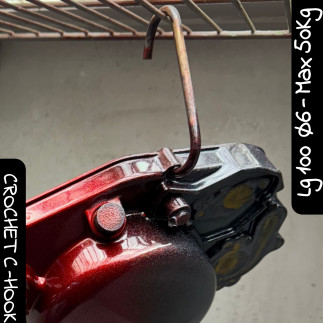 Lot de 20 crochets en C thermolaquage 100 mm Ø6 mm charge 50 kg | Shark Powder Coatings