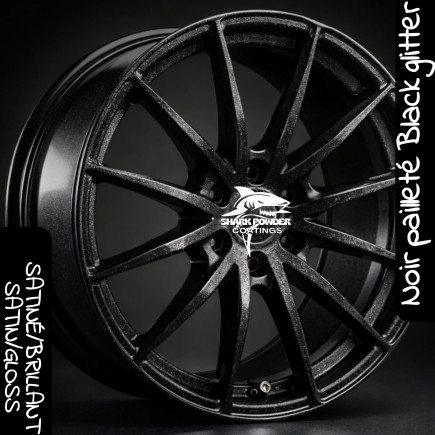 Poudre Thermolaquage Noir Pailleté Argent Brillant Satiné Haute Durabilité | Shark Powder Coatings