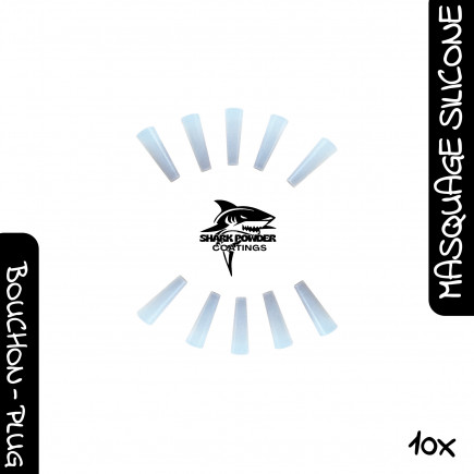 Set of 10 high-temperature conical silicone plugs 300 °C 25 mm Ø 5–9 mm | Shark Powder Coatings | Powder Coating